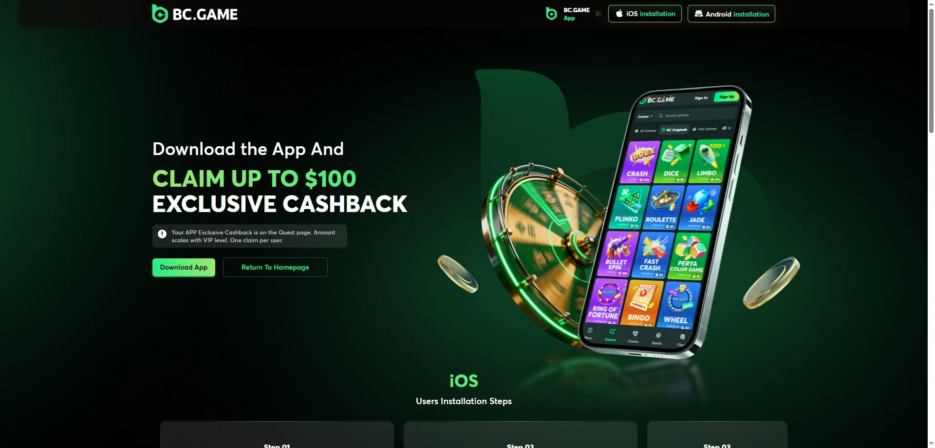 BC Game mobile app for Android and iOS players in India