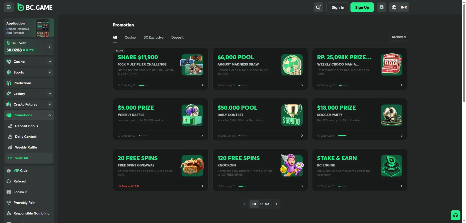 BC Game 1080% welcome bonus package for new Indian players